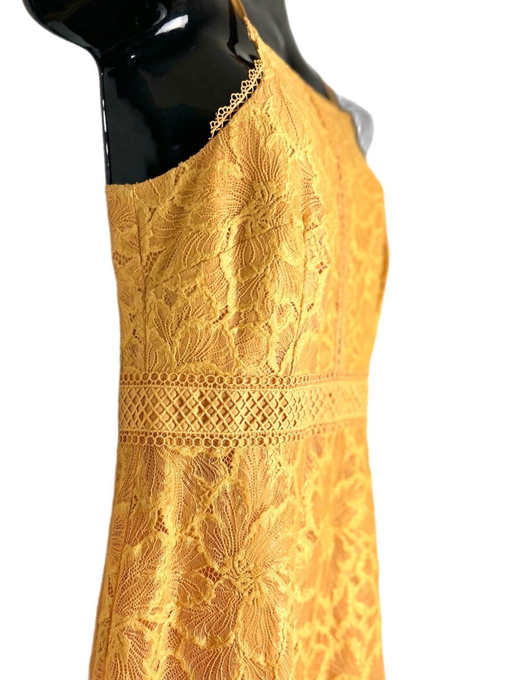 ANTONIO MELANI Yellow Lace Midi Dress *NWOT - Picture 15 of 16